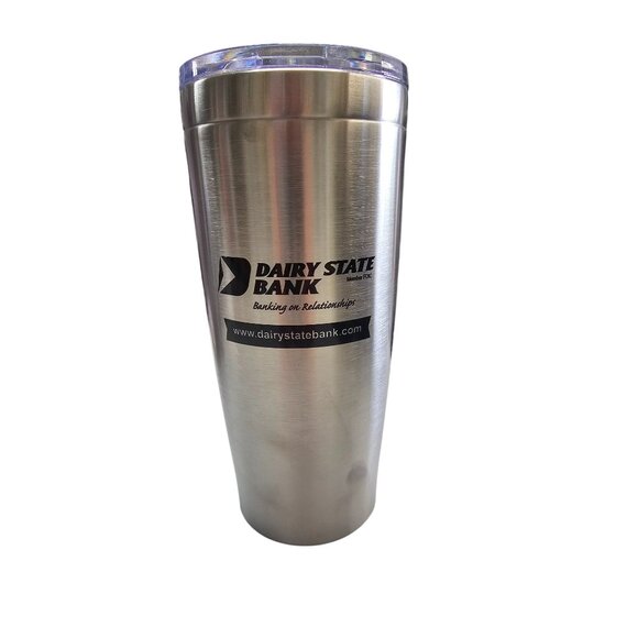 Stainless Steel 20 Oz Tumbler With Clear Lid Dairy State Bank Logo Durable Desig - Picture 1 of 6